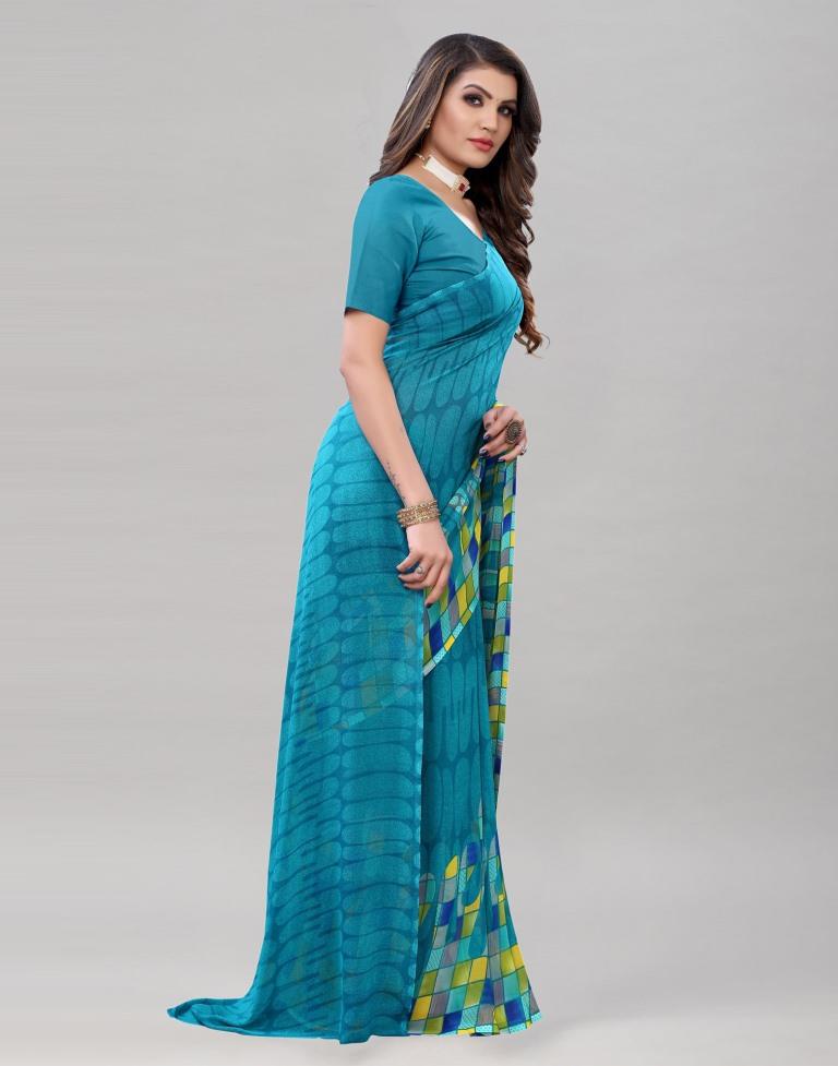 Deful Blue Printed Saree | 1954S314