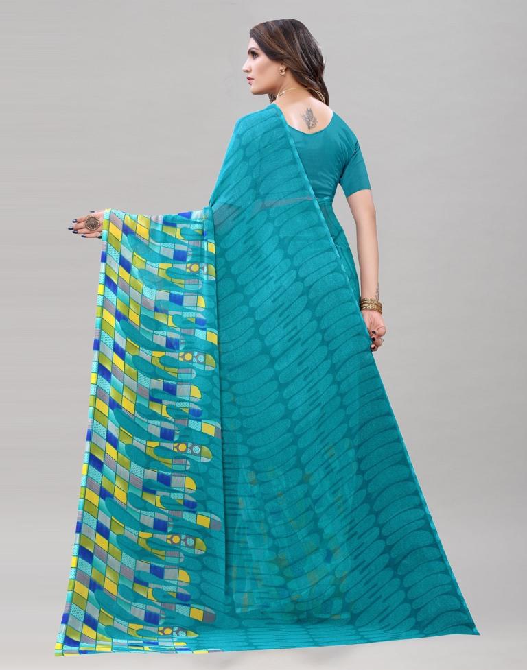 Deful Blue Printed Saree | 1954S314