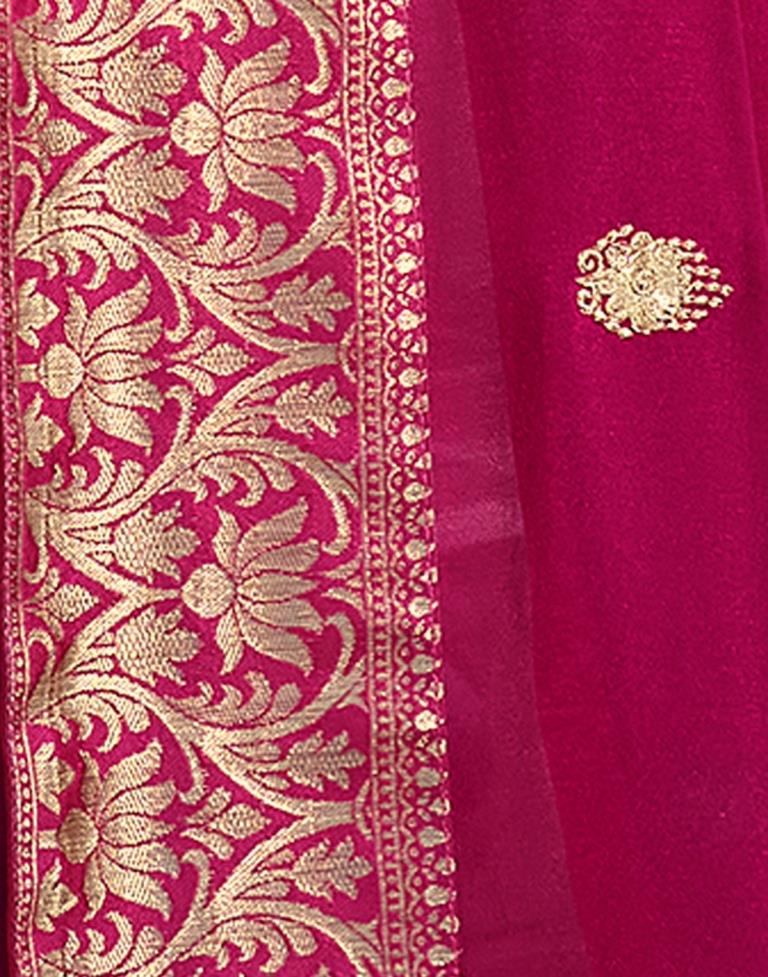 Ruby Pink Embroidered Silk Saree | 1963S81188