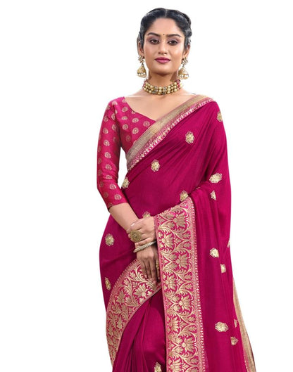 Ruby Pink Embroidered Silk Saree | 1963S81188