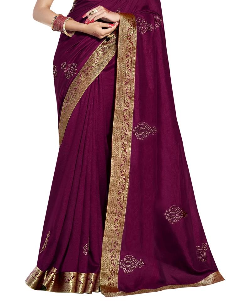 Beautiful Wine Silk Saree | 1965S81232