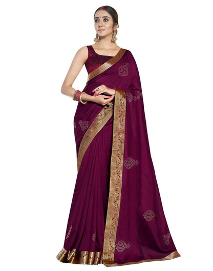 Beautiful Wine Silk Saree | 1965S81232