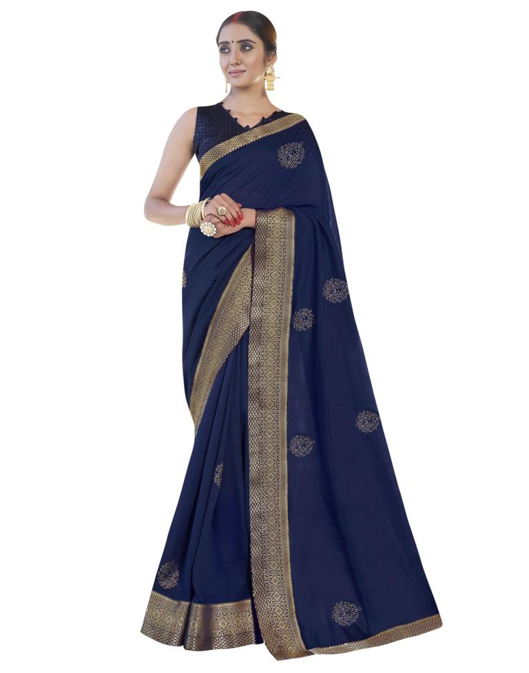 Modish Navy Blue Silk Saree | 1965S81236