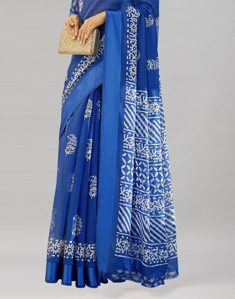 Bedazzling Blue Cotton Printed Saree | 1966S5512