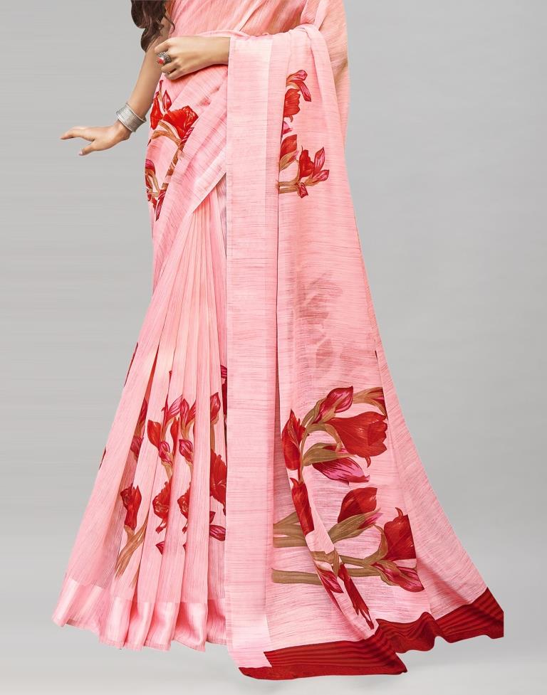 Pink Cotton Printed Saree | 1968S6151