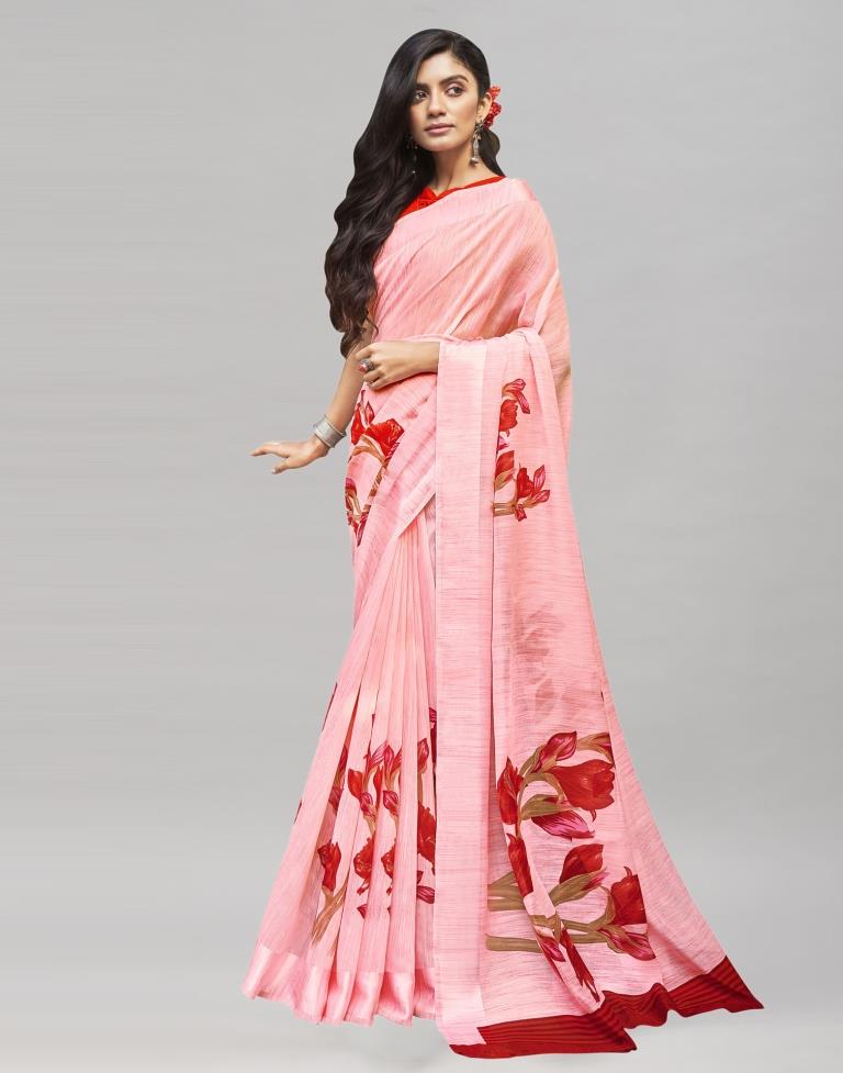 Pink Cotton Printed Saree | 1968S6151