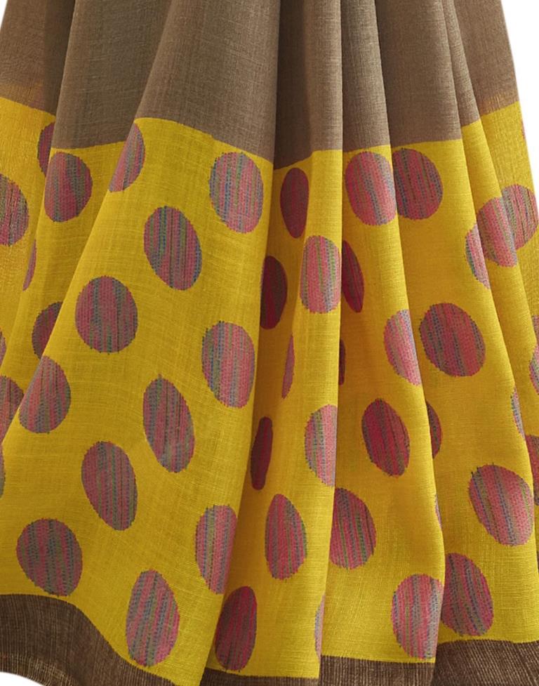 Brown Cotton Printed Saree | 1969S6163