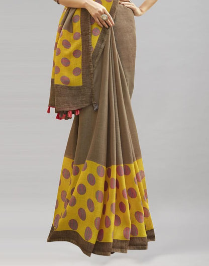 Brown Cotton Printed Saree | 1969S6163