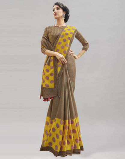 Brown Cotton Printed Saree | 1969S6163
