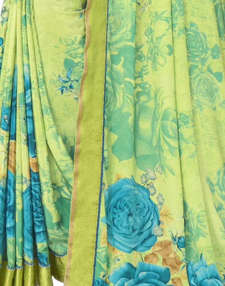 Lime Green Printed Saree | 1974S476