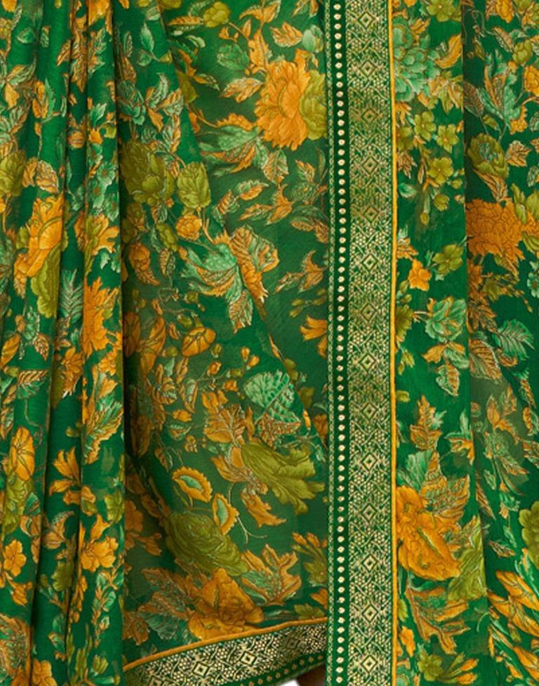 Impressive Green Printed Chiffon Saree | 1976S514