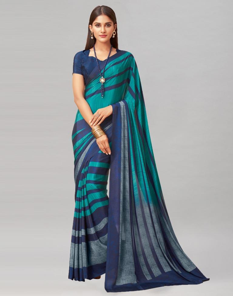 Navy Blue Printed Saree | 1977S533