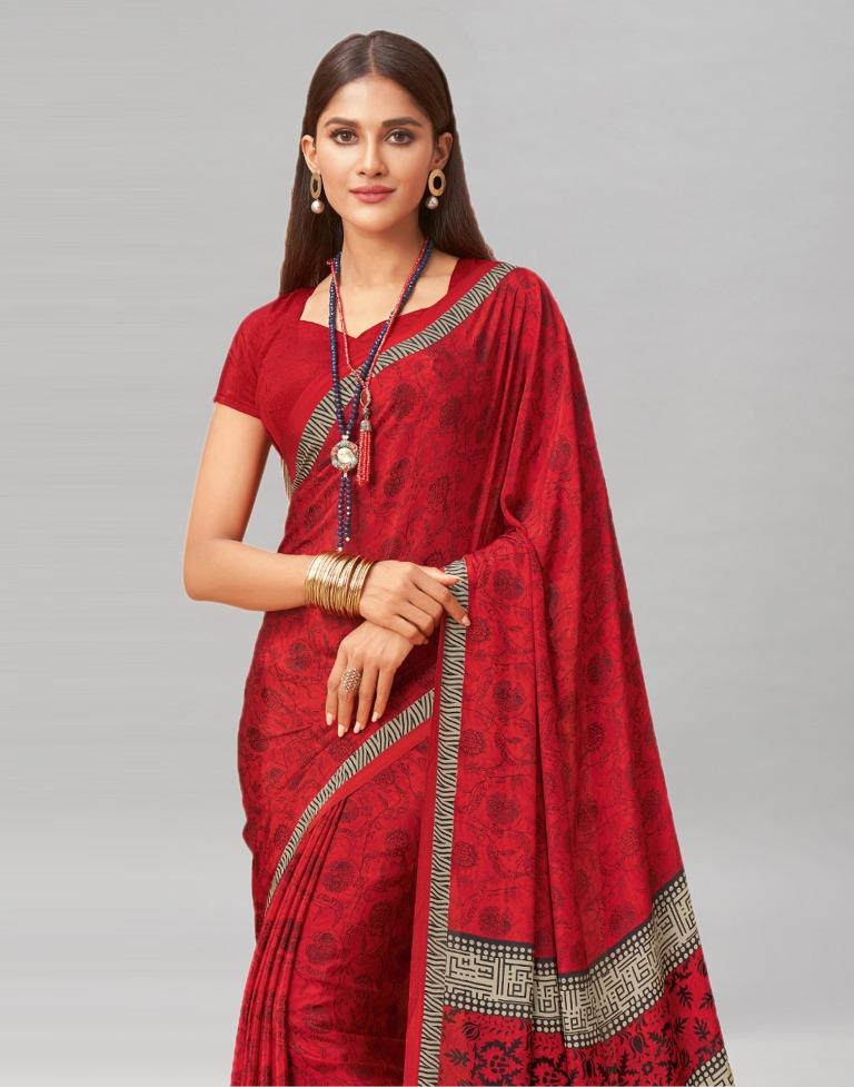 Voguish Red Printed Saree | 1977S536