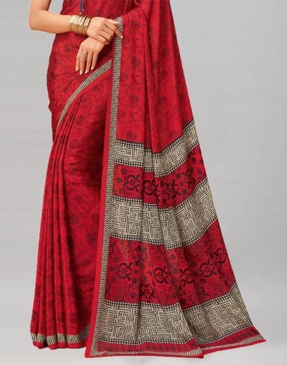 Voguish Red Printed Saree | 1977S536