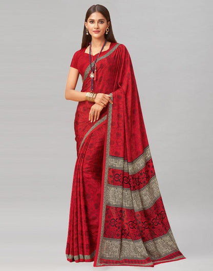 Voguish Red Printed Saree | 1977S536