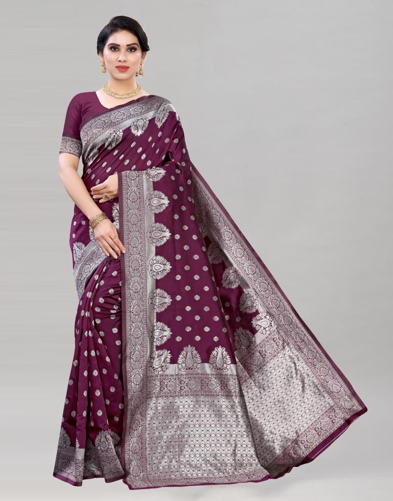 Wine Banarasi Saree | 1979S101