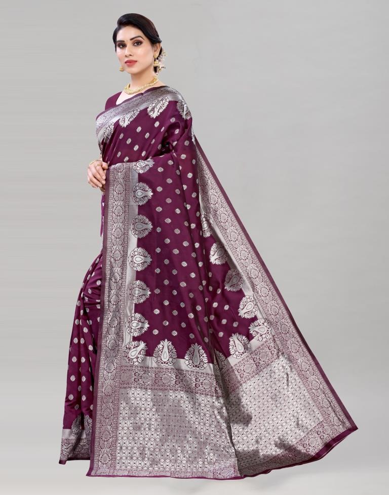 Wine Banarasi Saree | 1979S101