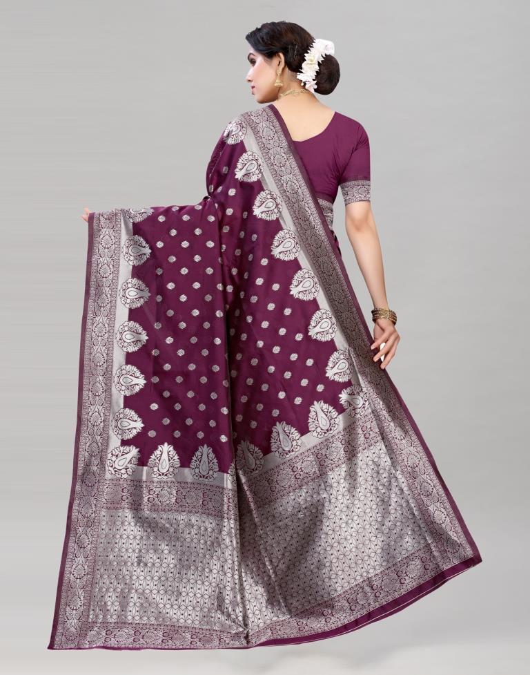 Wine Banarasi Saree | 1979S101