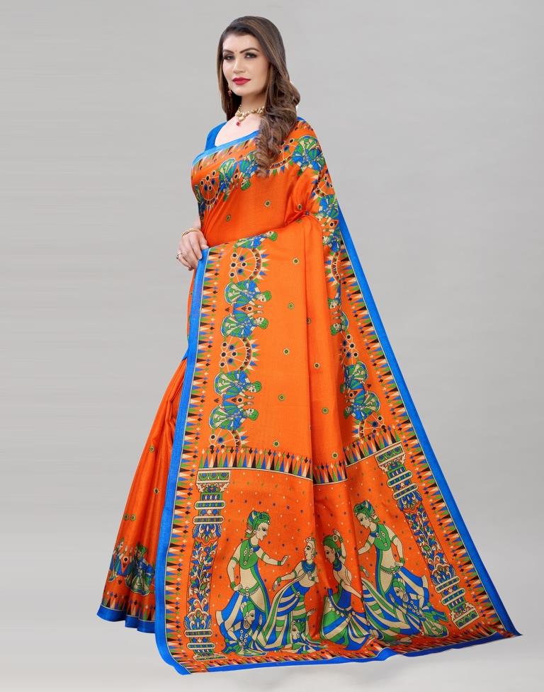 Graceful Orange Khadi Silk Saree | 1986S104