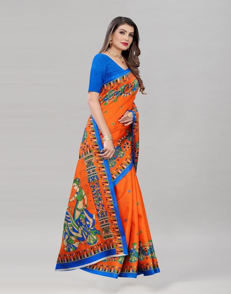 Graceful Orange Khadi Silk Saree | 1986S104