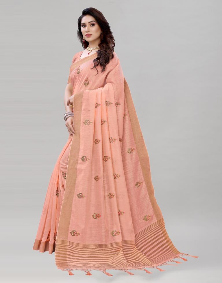 Pink Embroidered Cotton Saree | 1987S290