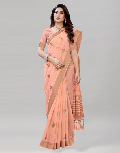 Pink Embroidered Cotton Saree | 1987S290