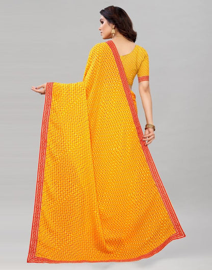 Meri Gold Orange Printed Saree | 1989S382