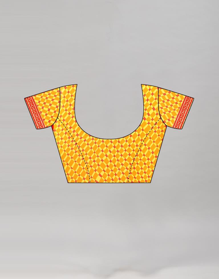 Meri Gold Orange Printed Saree | 1989S382