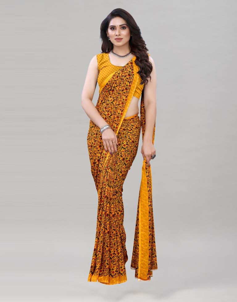 Turmeric Yellow Printed Saree | 1989S390