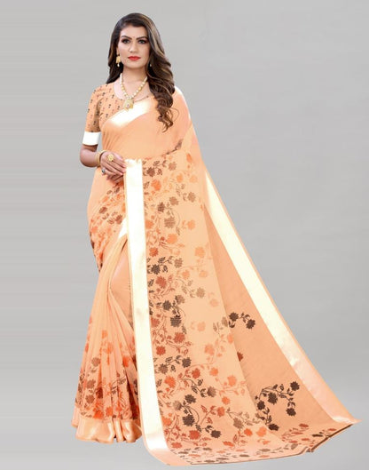 Enchanting Peach Cotton Saree | 2006S521