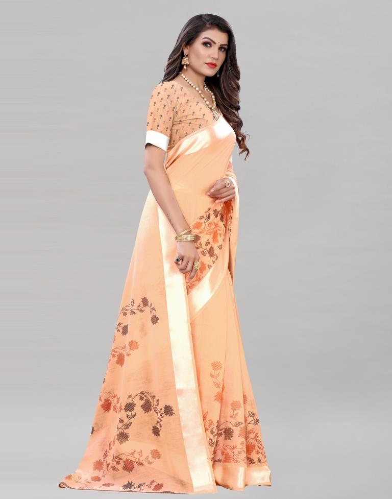 Enchanting Peach Cotton Saree | 2006S521