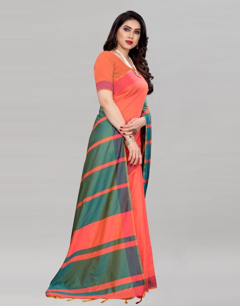 Orange Hand Woven Silk Saree | 2007S750