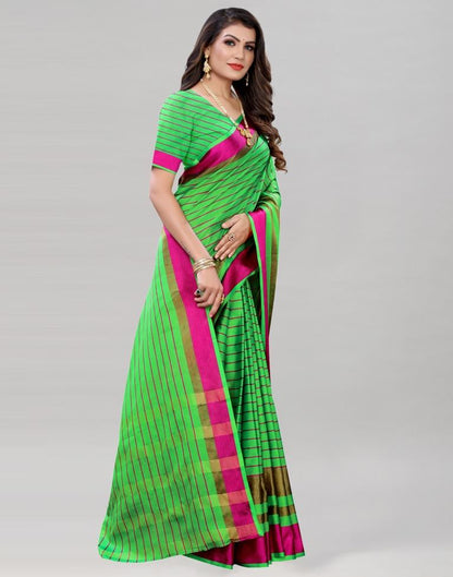 Parrot Green Hand Woven Silk Saree | 2009S772