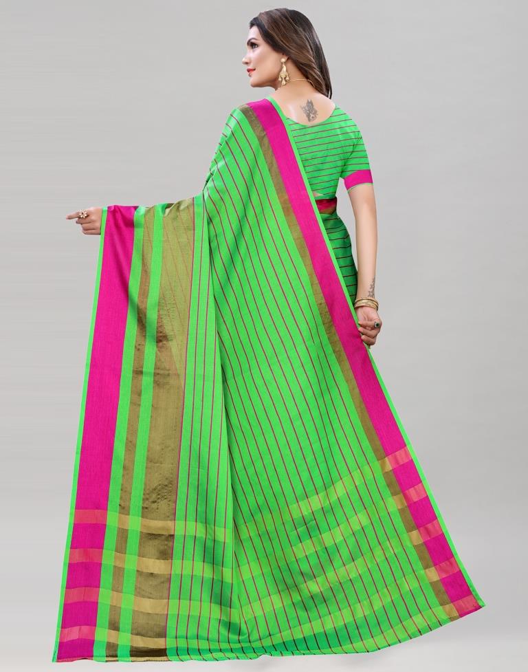 Parrot Green Hand Woven Silk Saree | 2009S772