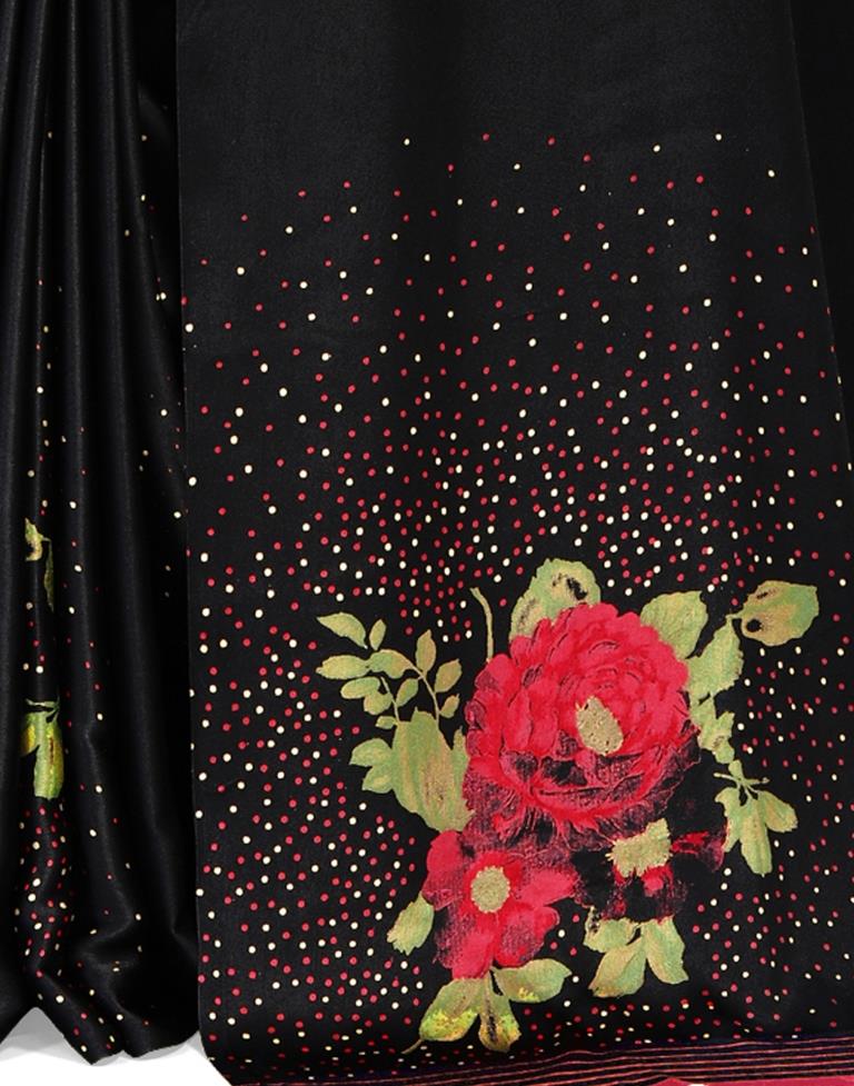 Refreshing Black Silk Printed Saree | 2014S384