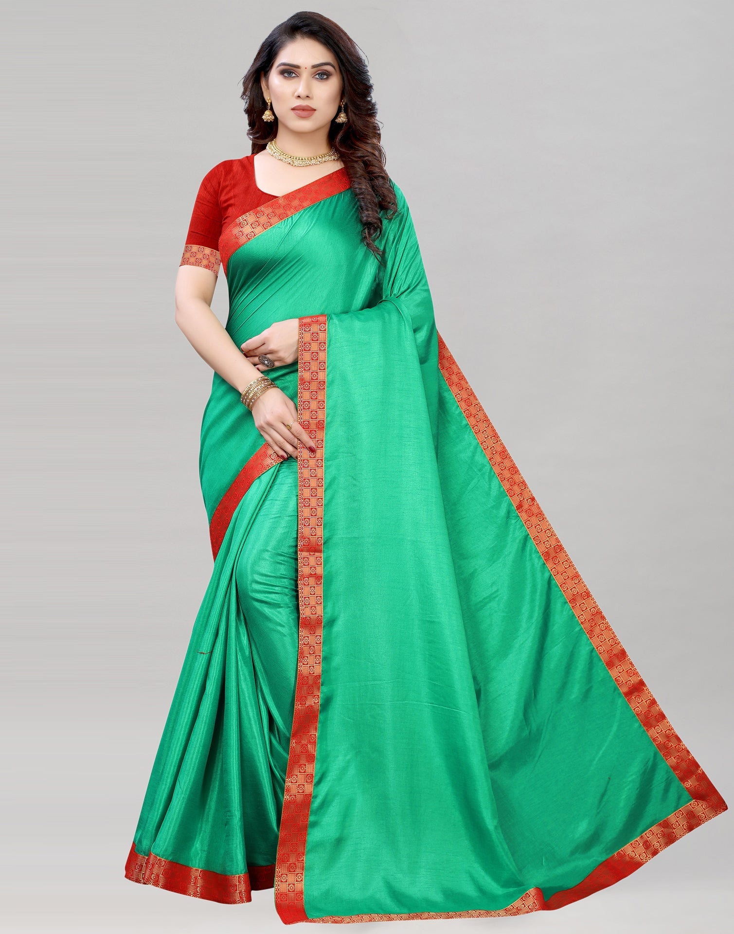 Persian Green Silk Plain Saree | 2019S112