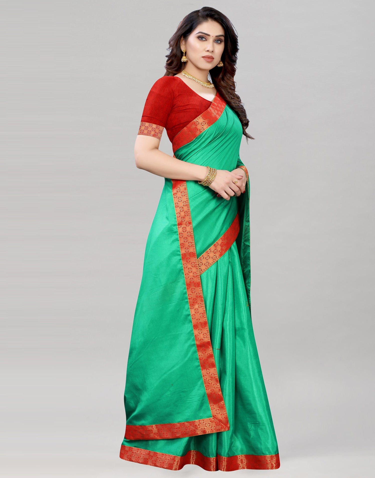 Persian Green Silk Plain Saree | 2019S112