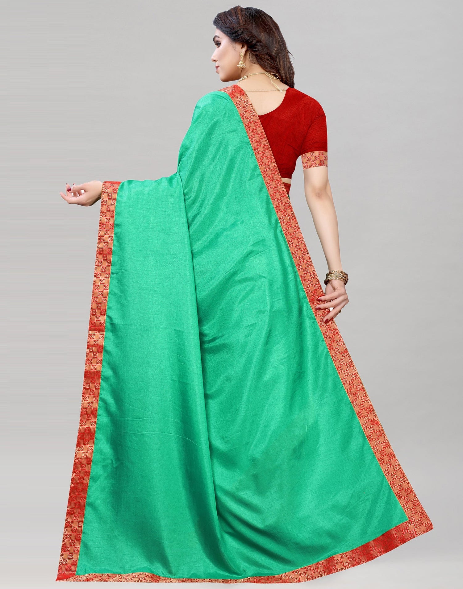 Persian Green Silk Plain Saree | 2019S112