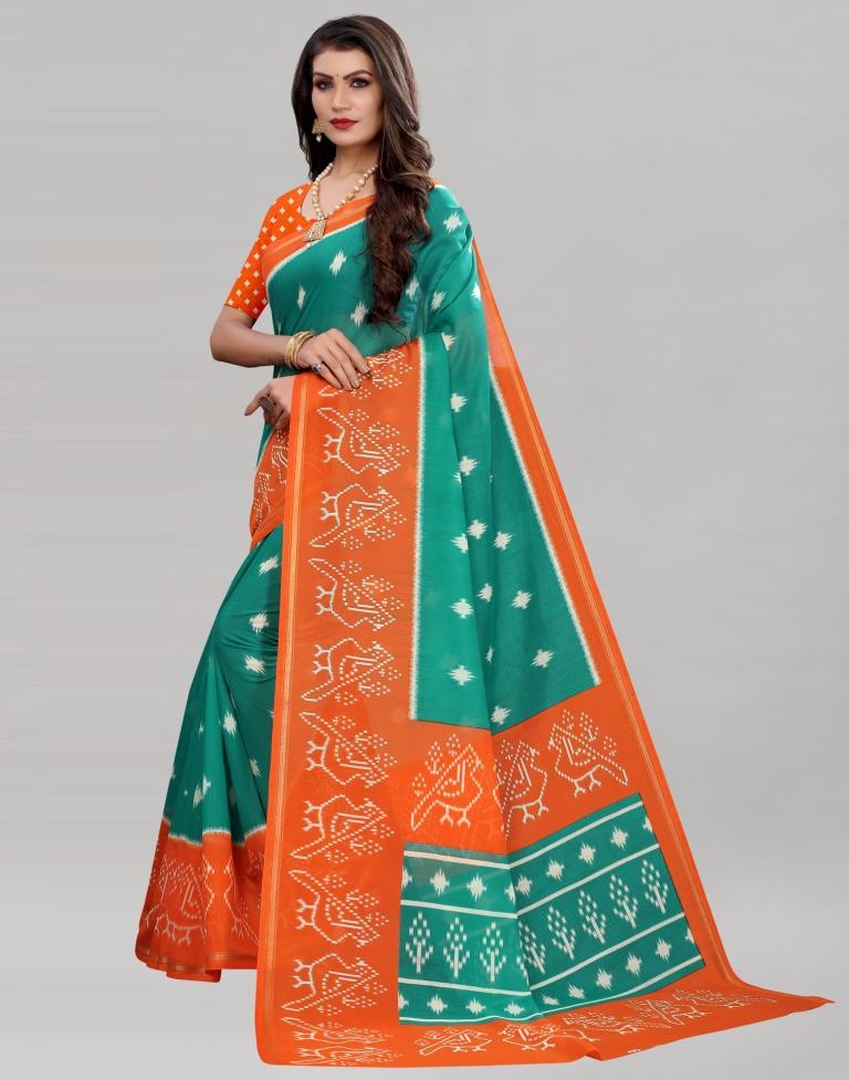 Rama Cotton Patola Printed Saree | 2021S533