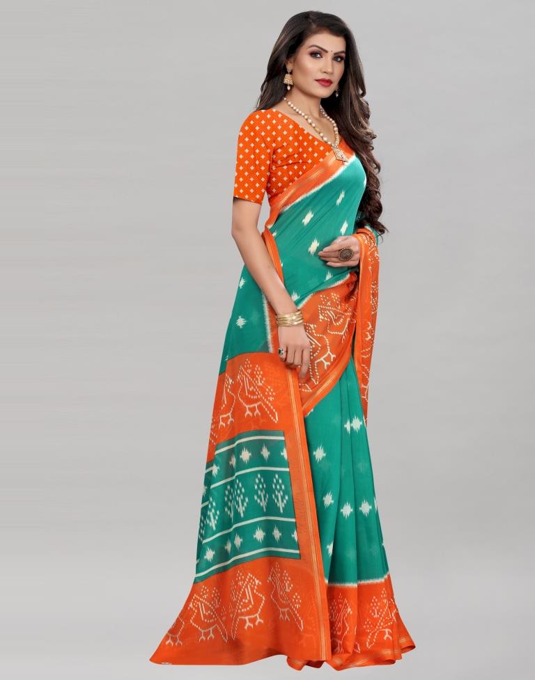 Rama Cotton Patola Printed Saree | 2021S533