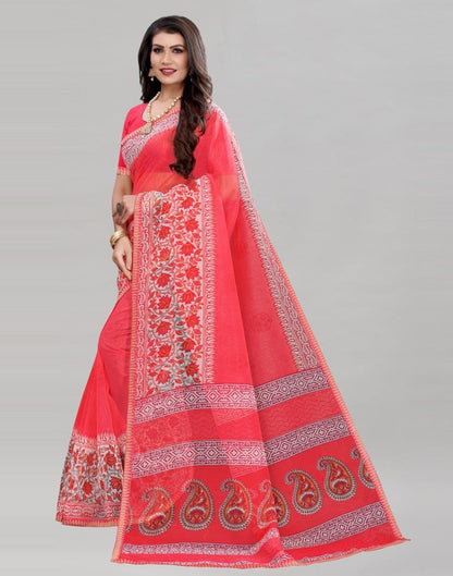 Punch Pink Cotton Saree | 2029S354