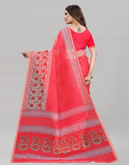 Punch Pink Cotton Saree | 2029S354