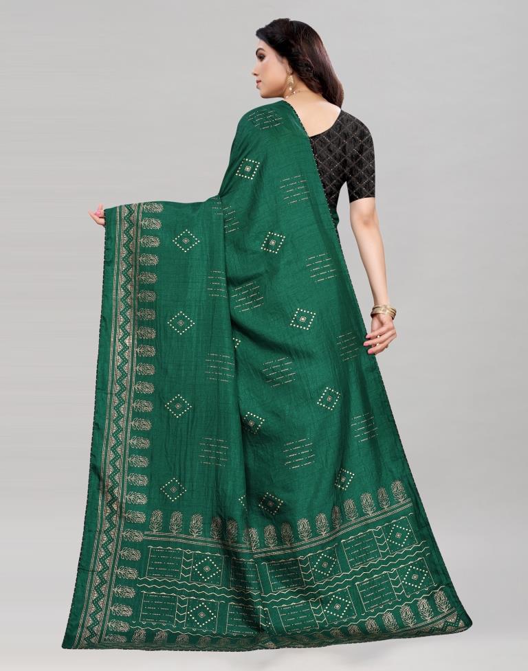 Green Printed Silk Saree | 2037S613
