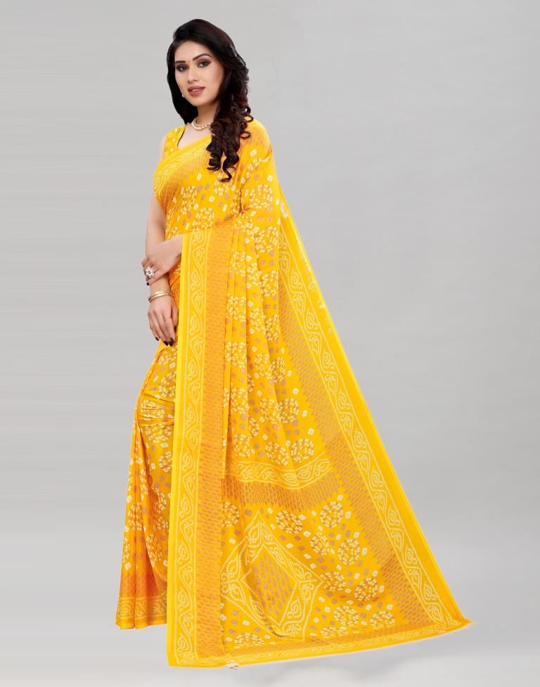 Imperial Yellow Printed Saree | 2041S572