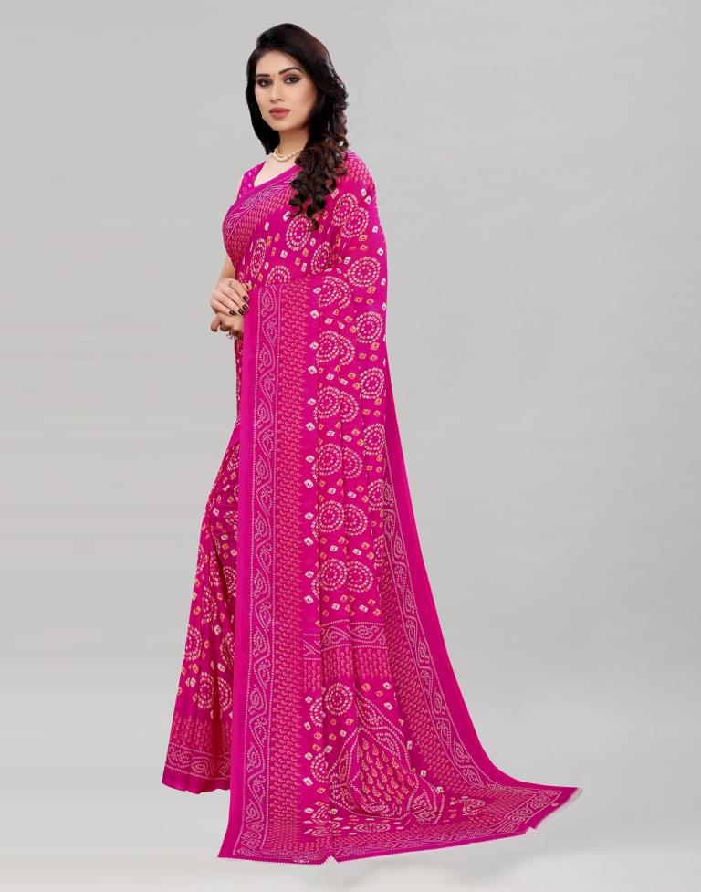 Valiant Hot Pink Printed Saree | 2041S574