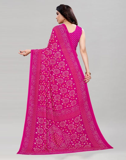 Valiant Hot Pink Printed Saree | 2041S574