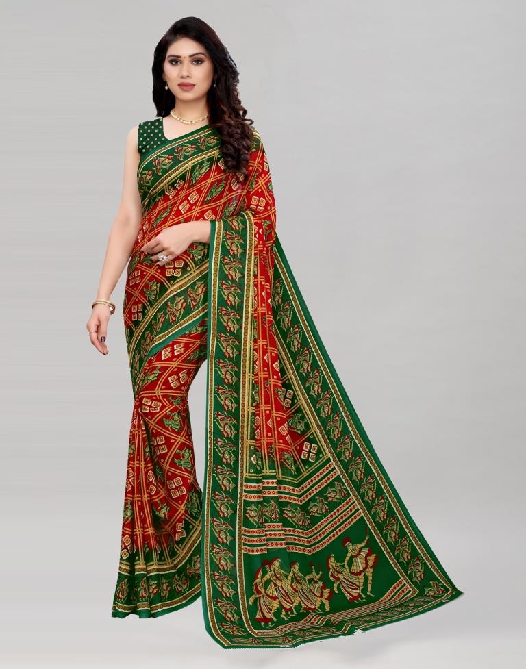 Epitome Red Printed Saree | 2041S580