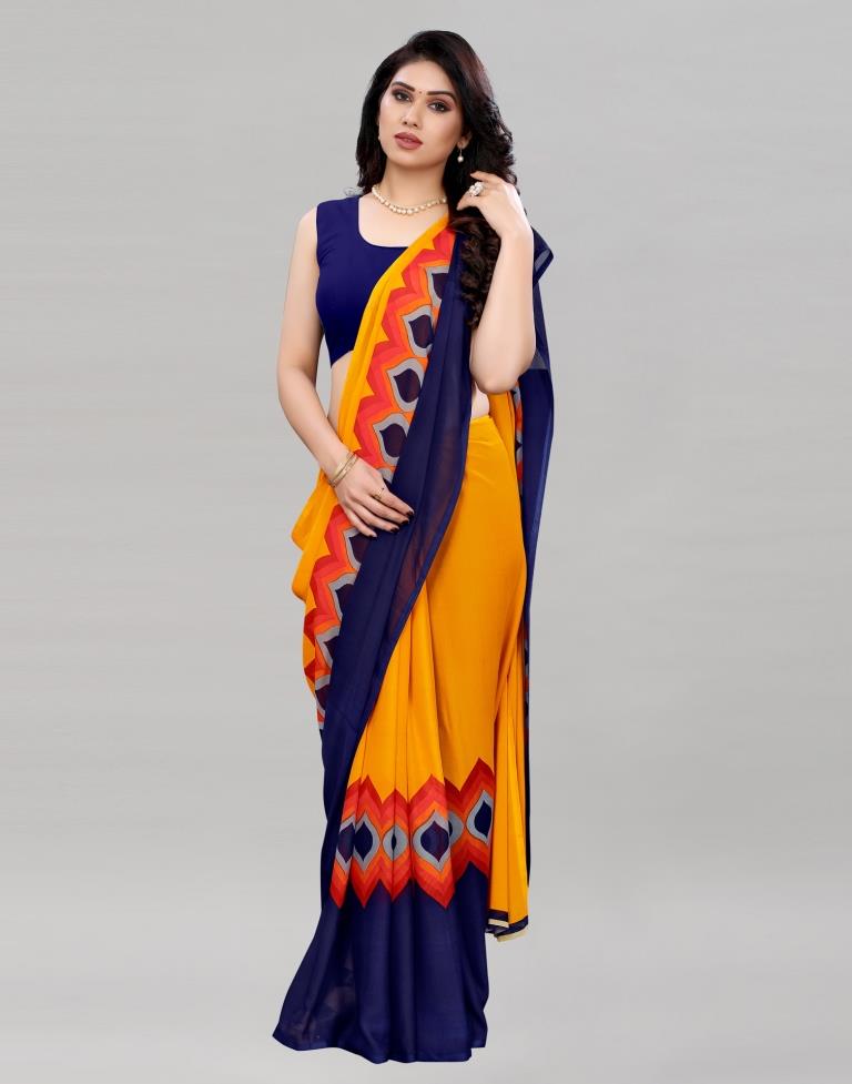 Turmeric Yellow Printed Saree | 2042S421