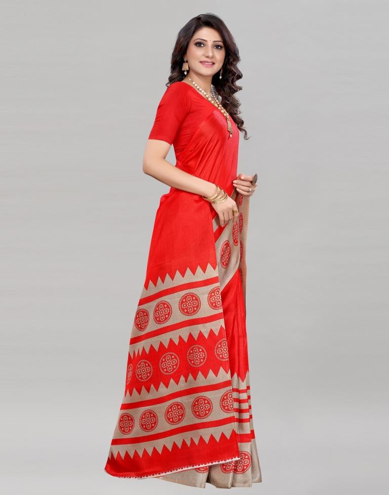 Divine Red Printed Saree | 2048S178