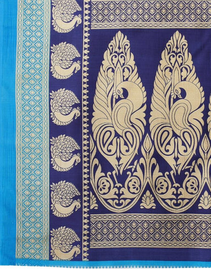 Sky Blue Printed Silk Saree | 2051S185